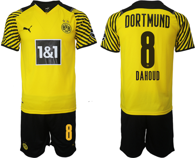Men 2021-2022 Club Borussia Dortmund home #8 yellow Soccer Jersey->borussia dortmund jersey->Soccer Club Jersey